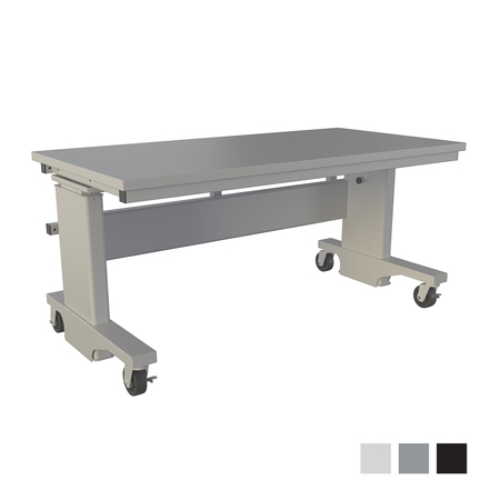 BOSTONTEC Manual Height Adjust Workbench, 30"d X 60"w, 1,200 lb cap, Laminate Top, w/Casters, Matte Platinum AFH3060-FD30C-3M3060 - P